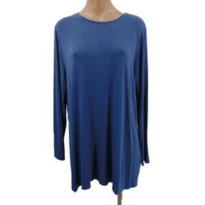 J Jill Wearever Blue Tied Back Tunic Top XL Flap Middle Tie Back Long Sleeve
